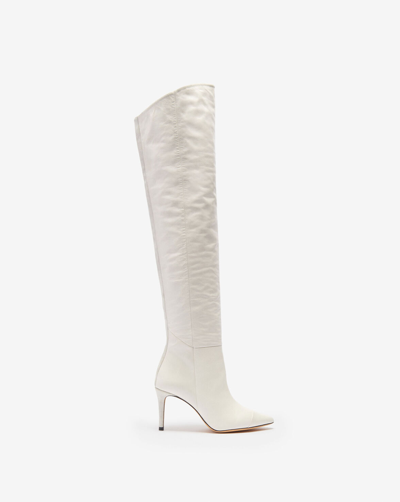 Shop Iro Brelidy Leather Boots In Ecru