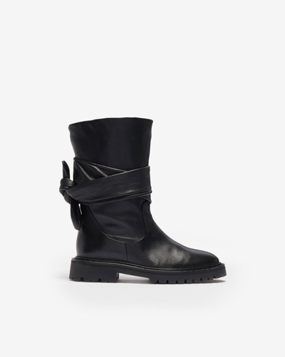 Shop Iro Letizi Leather Boots With Bow In Black
