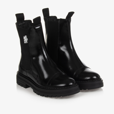 Shop Karl Lagerfeld Kids Girls Black Logo Chelsea Boots