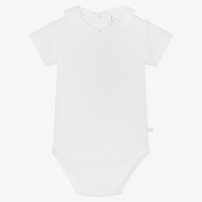 Shop Laranjinha White Cotton Baby Bodysuit
