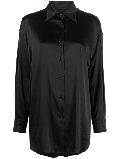 Shop Tom Ford Black Pointed-collar Button-up Shirt In Nero