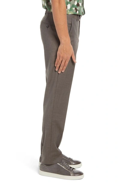 Ted Baker Jerome Trim Fit Flat Front Wool Blend Pants In Brown