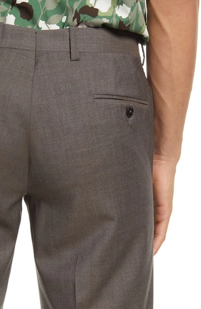 Ted Baker Jerome Trim Fit Flat Front Wool Blend Pants In Brown