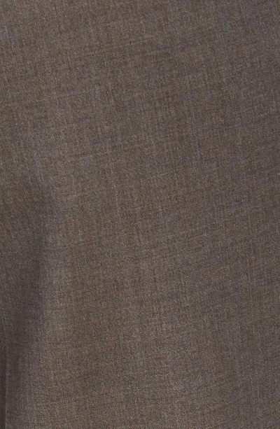Ted Baker Jerome Trim Fit Flat Front Wool Blend Pants In Brown
