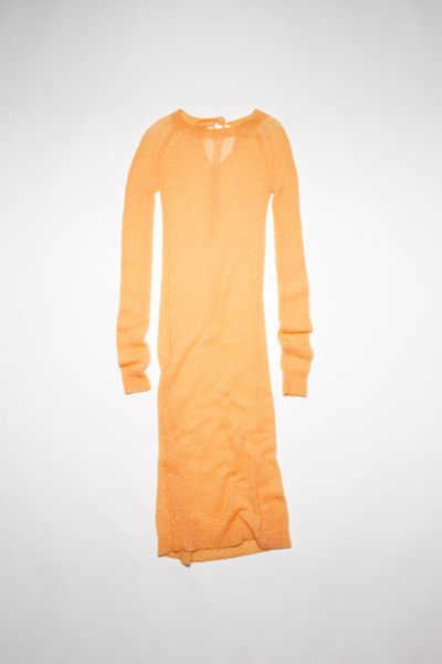 Shop Acne Studios Knitted Crew Neck Dress In Apricot Orange