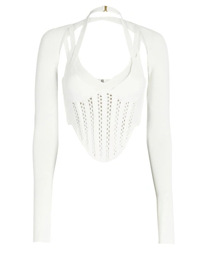 Shop Dion Lee Column Open-knit Corset Top In Ivory