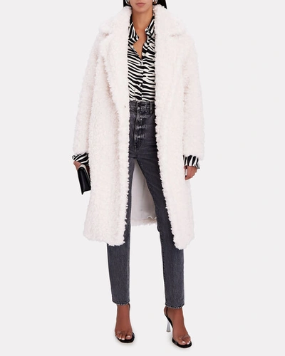 Shop Yves Salomon Curly Wool Maxi Coat In Ivory