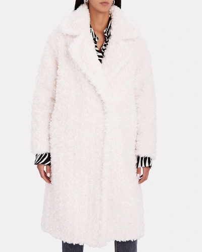 Shop Yves Salomon Curly Wool Maxi Coat In Ivory
