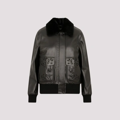 Shop Chloé Chloe Black Bomber Leather Jacket
