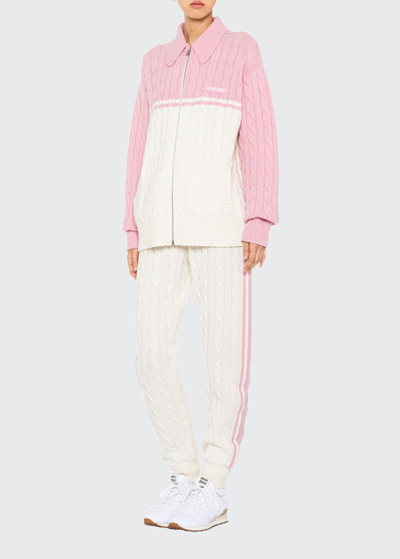 Miu Miu Side stripe Cable Wool Joggers In White Pink ModeSens