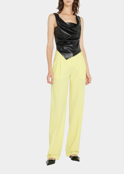 Shop Coperni Low Rise Loose Tailored Trousers In Yellow
