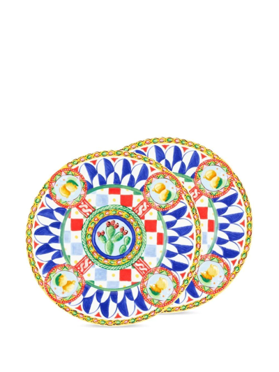 Dolce & Gabbana 2 Piece Fine Porcelain Dessert Plate Set In White