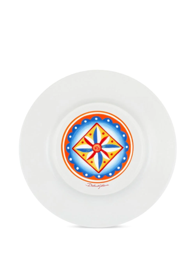 Shop Dolce & Gabbana 2 Piece Fine Porcelain Dinner Plate Set In Orange