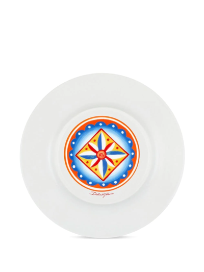 Dolce & Gabbana 2 Piece Fine Porcelain Dinner Plate Set In Orange