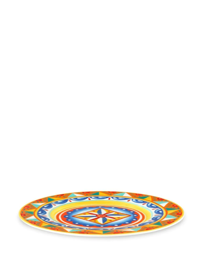 Dolce & Gabbana 2 Piece Fine Porcelain Dinner Plate Set In Orange