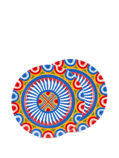 Dolce & Gabbana Carretto Sicilano Set-of-two Bread Plates In Blue