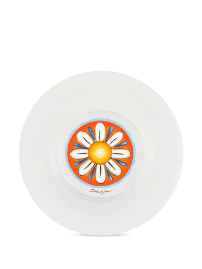 Shop Dolce & Gabbana Carretto Sicilano Set-of-two Bread Plates In Orange