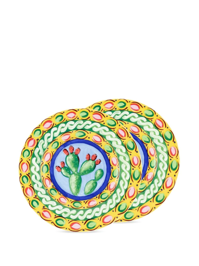 Dolce & Gabbana Carretto Sicilano Set-of-two Bread Plates In Green