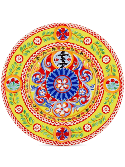 Dolce & Gabbana Charger Plate In Fine Porcelain Multicolor Unisex Onesize In Yellow
