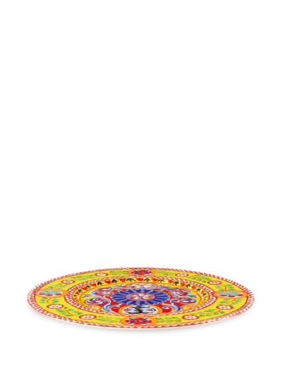Shop Dolce & Gabbana Porcelain Charger Plate In Yellow
