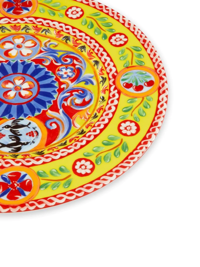 Dolce & Gabbana Charger Plate In Fine Porcelain Multicolor Unisex Onesize In Yellow