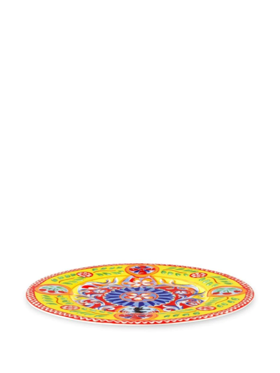 Dolce & Gabbana 2 Piece Fine Porcelain Dinner Plate Set In Yellow