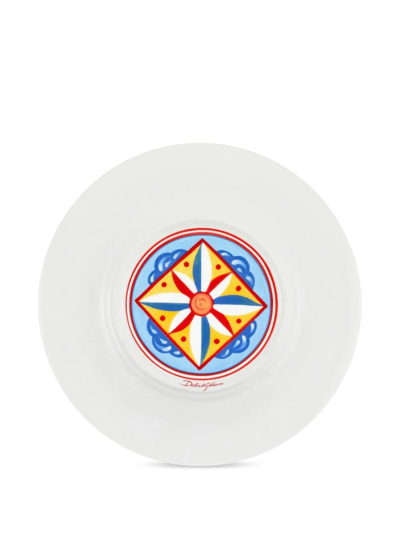 Shop Dolce & Gabbana 2 Set Fine Porcelain Dessert Plates In Orange