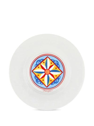 Dolce & Gabbana 2 Set Fine Porcelain Dessert Plates In Orange