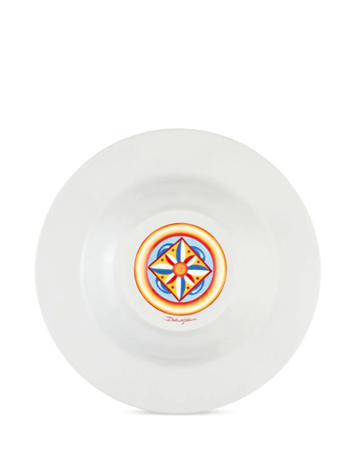 Shop Dolce & Gabbana 2 Piece Fine Porcelain Soup Plate Set In White