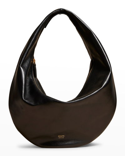 Shop Khaite Olivia Medium Leather Hobo Bag In Black