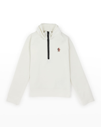 Shop Moncler Kid's Quarter Zip-up Sweatshirt In 034 White