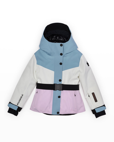 Shop Moncler Girl's Corserey Giubbotto Color Block Jacket In P47 Multi Pastel