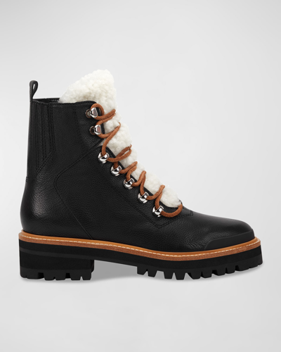 Shop Marc Fisher Ltd Izzie Shearling Fur Hiker Boots In Black Mult