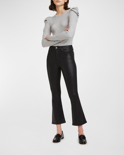 Shop 7 For All Mankind The Slim Kick Coated Flared Ankle Jeans In Coated Blk