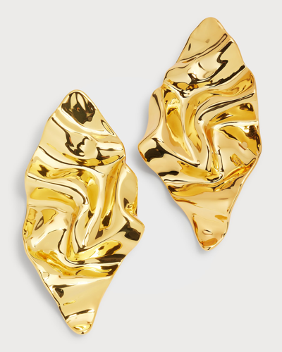 Shop Alexis Bittar Crumpled Gold Large Post Earrings In No Stones