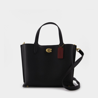 Shop Coach Tasche Willow 24 Aus Gegerbtem Leder In Black