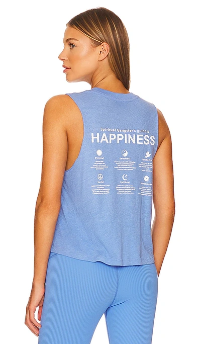 Shop Spiritual Gangster Guide To Happiness Tank Top In Heather Vivid Blue