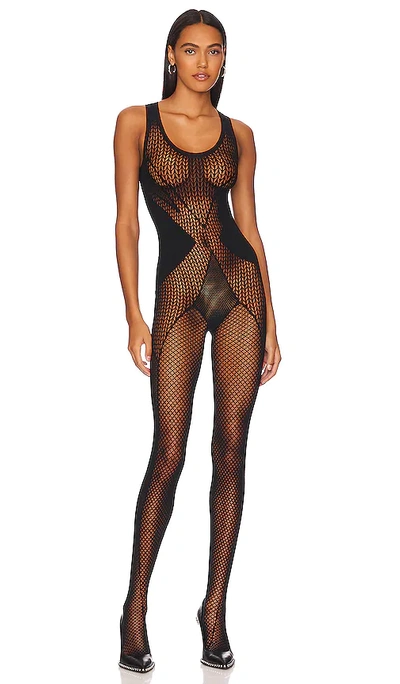 Shop Wolford Romance Net Catsuit In Black