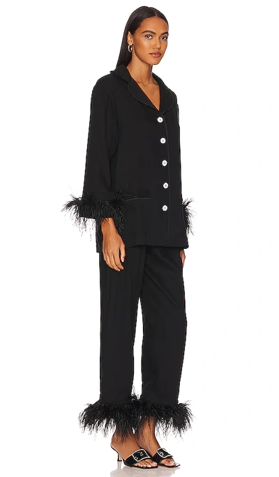 Shop Sleeper Party Pajama Set With Double Feathers In Black