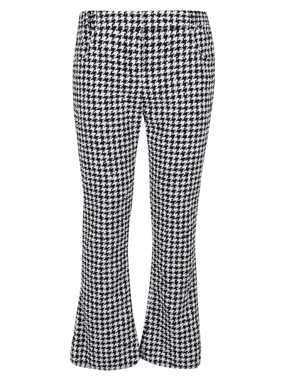 Shop Balmain Houndstooth Flare Pants In Black/white