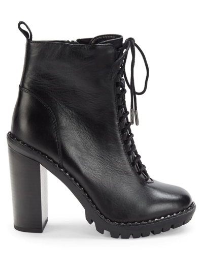 Shop Bcbgeneration Women's Parina Heeled Leather Boots In Black