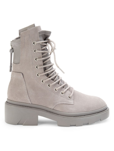 Ash Women's Maddox Suede Combat Boots In Nebbia | ModeSens