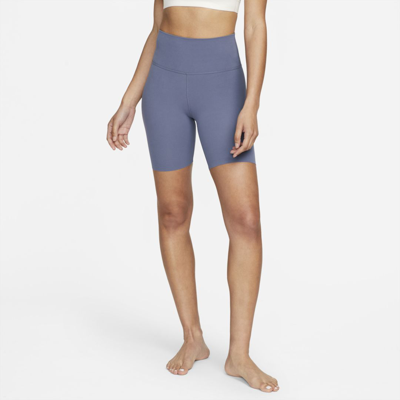 Shop Nike Women's  Yoga Luxe High-waisted Shorts In Blue