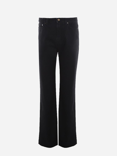 Shop Saint Laurent 90s High-waisted Cotton Jeans In Black