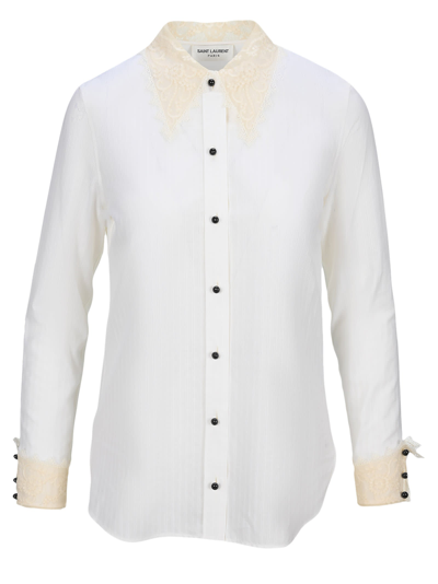 Shop Saint Laurent Shirt Lace Collar In Default Title