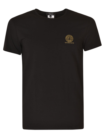 Shop Versace Chest Logo Regular T-shirt In Black