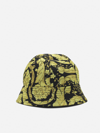 Shop Versace Bucket Hat With All-over Baroque Print In Black