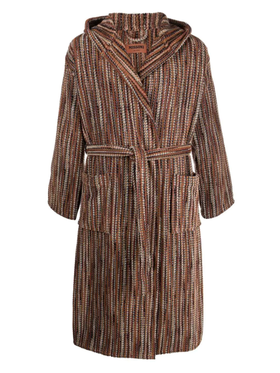 Shop Missoni Billy Patterned Towelling Robe In Neutrals