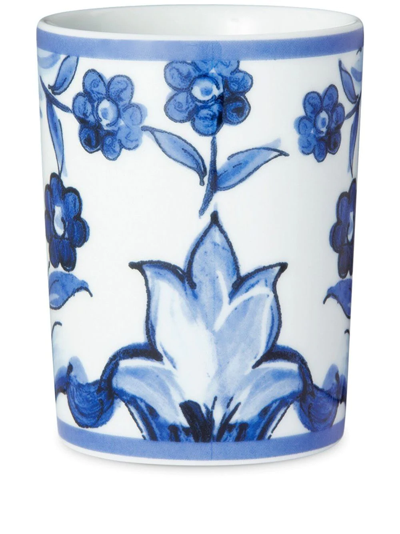 Shop Dolce & Gabbana Blu Mediterraneo Porcelain Wine Glass In White