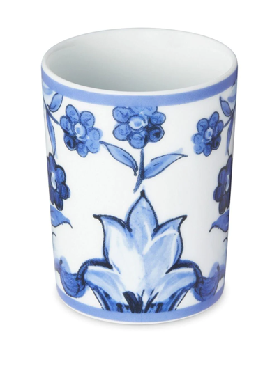 Shop Dolce & Gabbana Blu Mediterraneo Porcelain Wine Glass In White